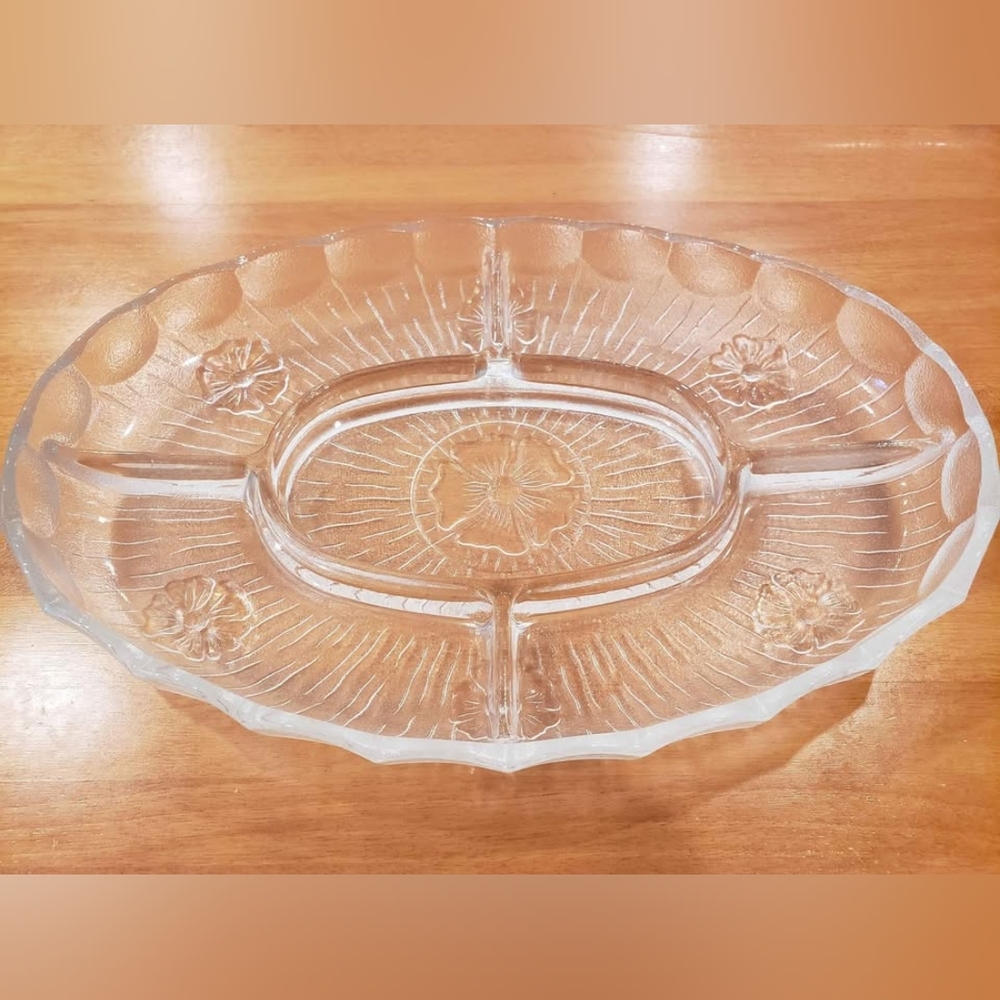 Floral glass divided dish